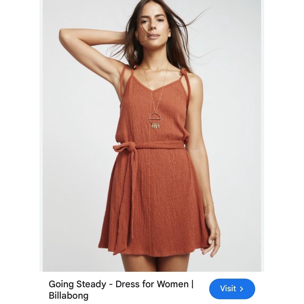 Billabong Going Steady Rust Color Women's Mini Dress Size Medium Cotton Elastane